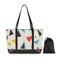 thumbnail image 7 of FORMRS Canvas Laptop Tote Bag for Women with 15.6" Computer Compartments Shoulder Handbag, Beige Triangles, 7 of 7