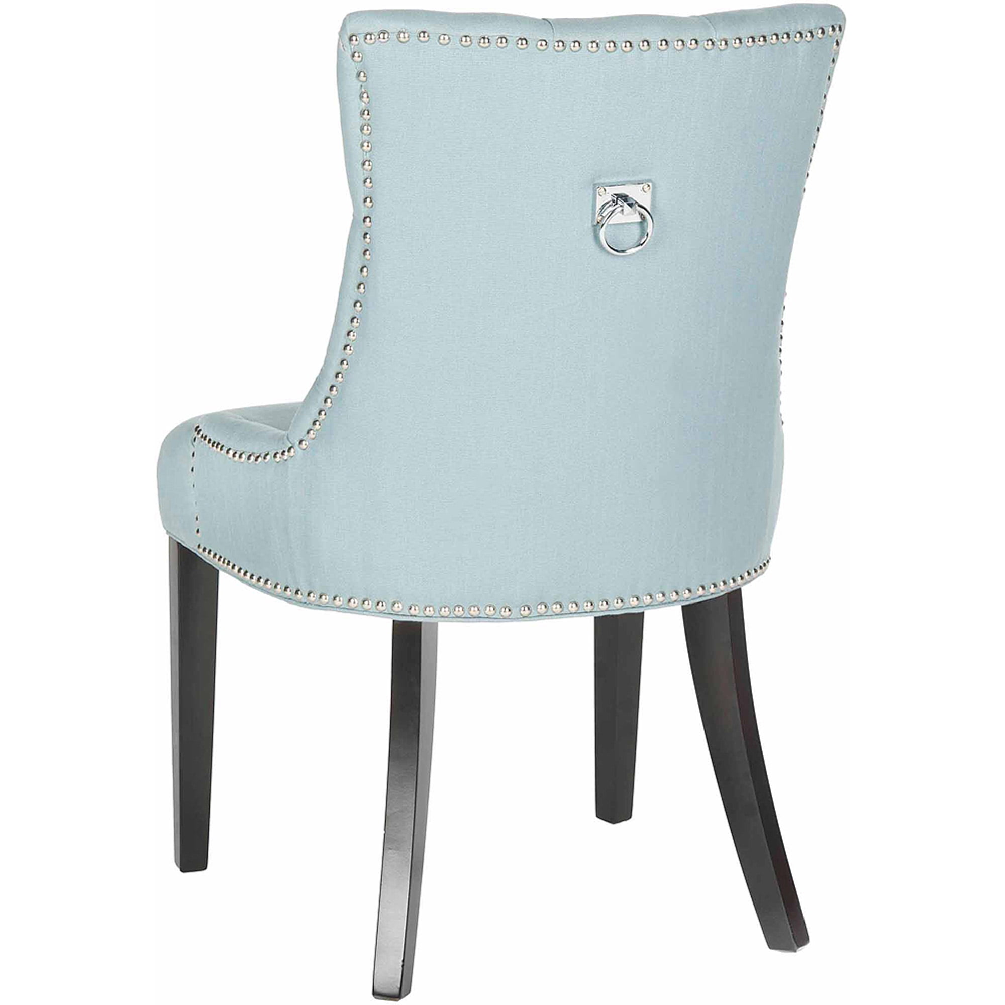 SAFAVIEH Harlow Glam Tufted Ring Chair with Silver Nailheads, Set of 2, Light Blue
