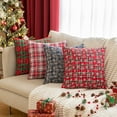 thumbnail image 4 of 2PCS Christmas Plaid Decorative Throw Pillow Covers Snowflake for Sofa Farmhouse Decor，18x18 Inch, 4 of 12