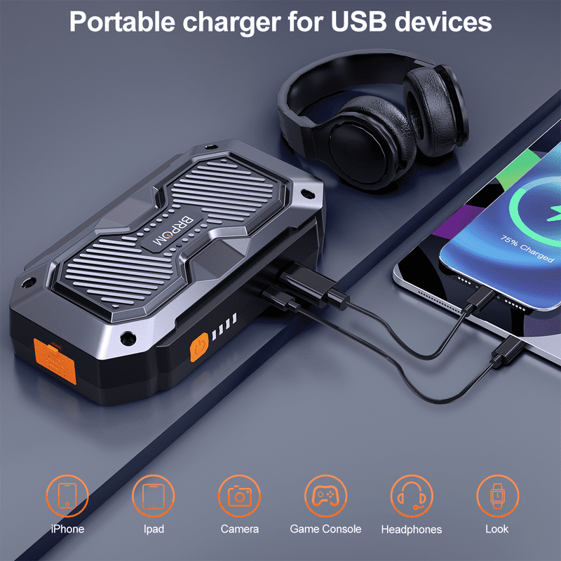 BRPOM 5000A Jump Starter, 12V Portable Car Jump Starter 15800mAh Car Battery Pack for Up to ALL Gas & 8L Diesel Engines, Battery Booster Charger Jump Box with 3 Modes LED Flashlight, Jumper Cable