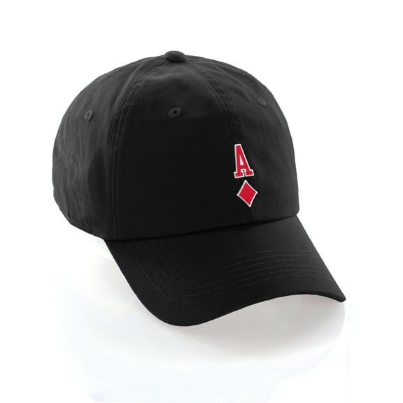 Daxton Poker Holdem Lucky Cards Baseball Unstructured Cap, Black Hat, Ace of Diamonds