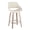 Cream Noise Fabric/White Washed Wood, variant on Lumisource Fabrico Mid-Century Modern Fixed-Height Counter Stool in Walnut Wood with Round Chrome Footrest and Cream Faux Leather - Set of 2