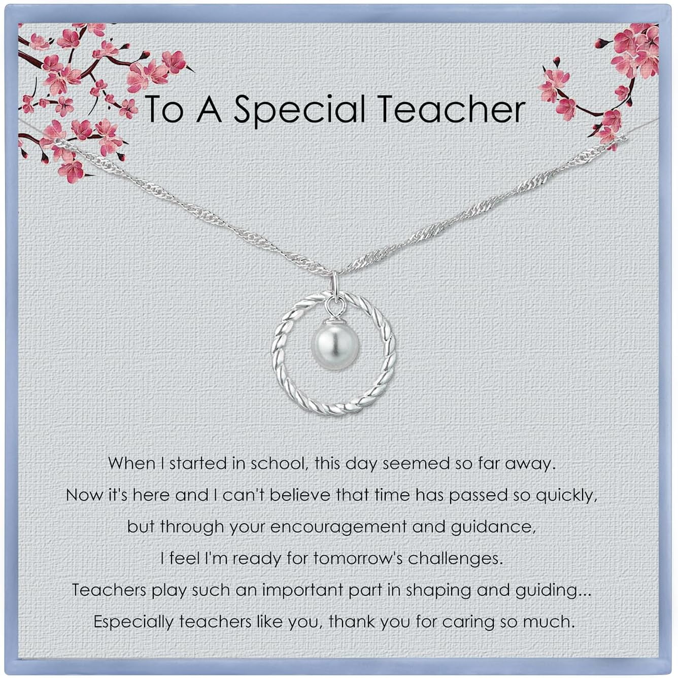 Teacher Necklace Fine Teacher Necklaces for Women Pure Sterling Silver Necklace Round Circle Necklace for Teacher Graduation Gifts designed for Teacher[y095]