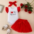 thumbnail image 2 of Gunia Girls Mother's Day Outfit Infant Short Sleeve Letter Prints Romper Bodysuit Tulle Skirts Headbands Cute Breathable 6-9 Months, 2 of 8