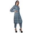 thumbnail image 2 of Moomaya Womens Printed One Shoulder Double Bell Sleeve Kurti Pant Set Ethnic Clothing Sets For Women, 2 of 7