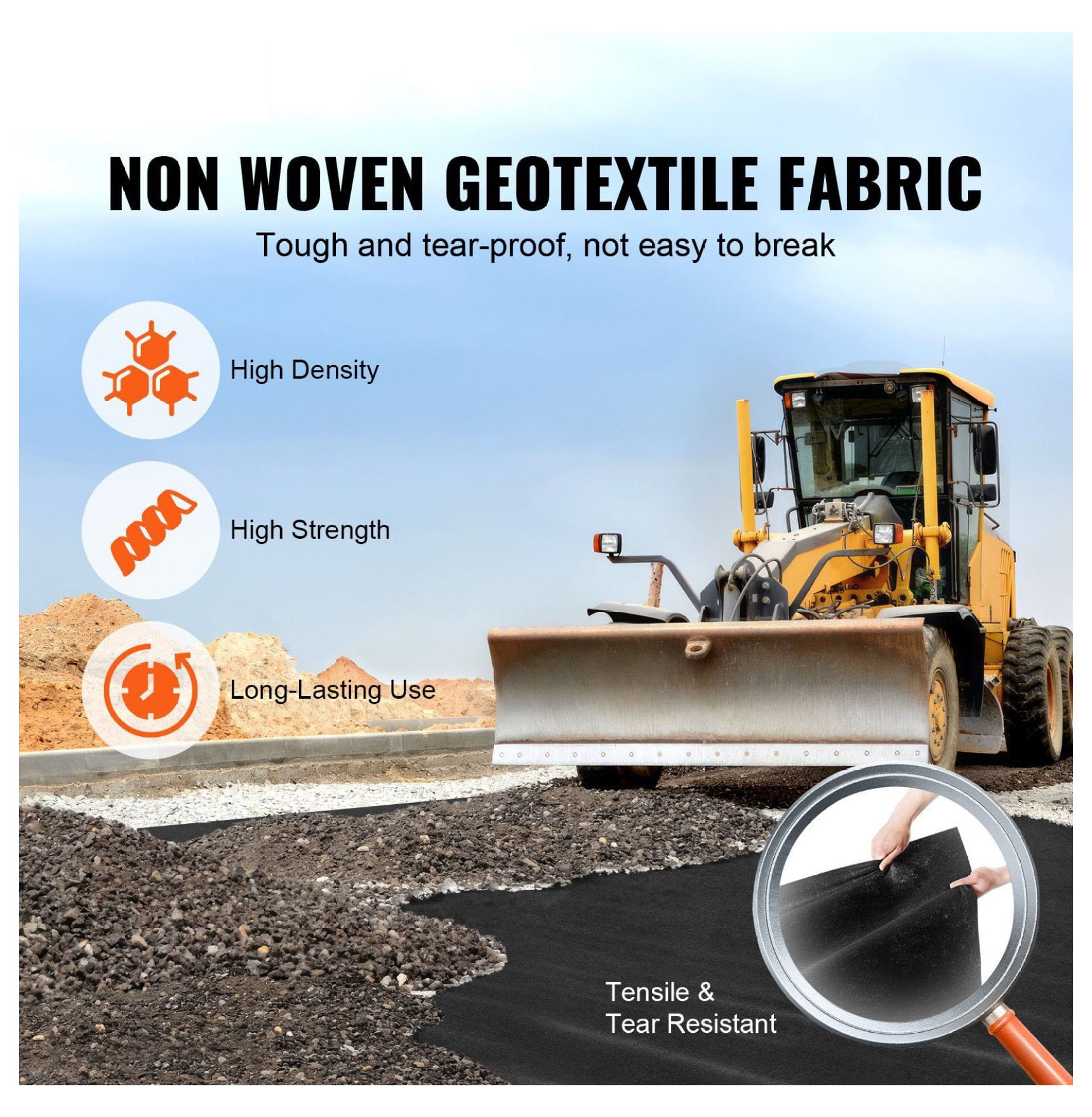 Landscape Fabric 3x100FT, Weed Barrier Fabric 4OZ Heavy Duty - Geotextile Ground Cover for Gardening, French Drains, Driveways, Weed Control