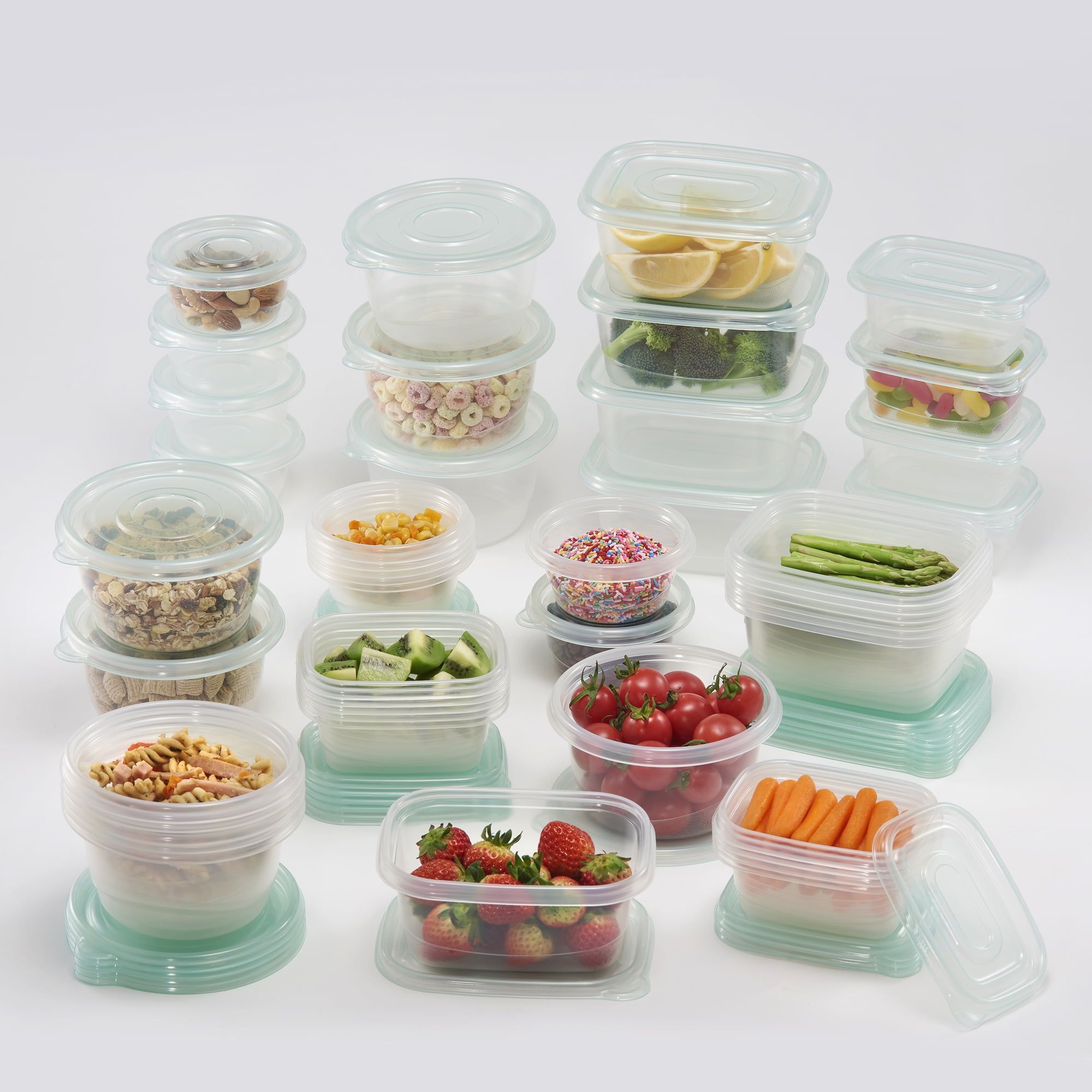 Mainstays Multi Size Food Storage Container Set, Assorted shape Clear