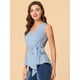 thumbnail image 2 of Blusa sin mangas Allegra K con Escote en V y lazo en la cintura Azul claro S, 2 of 5