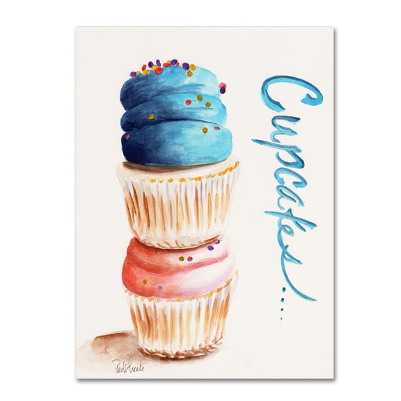 Trademark Fine Art "Stacked Cupcakes with Words" Canvas Art by Jennifer Redstreake