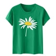 thumbnail image 4 of ATENAR Tops for Women Plus Size Shirts Printed Crew Neck Tops Green 3XL(US:14), 4 of 5
