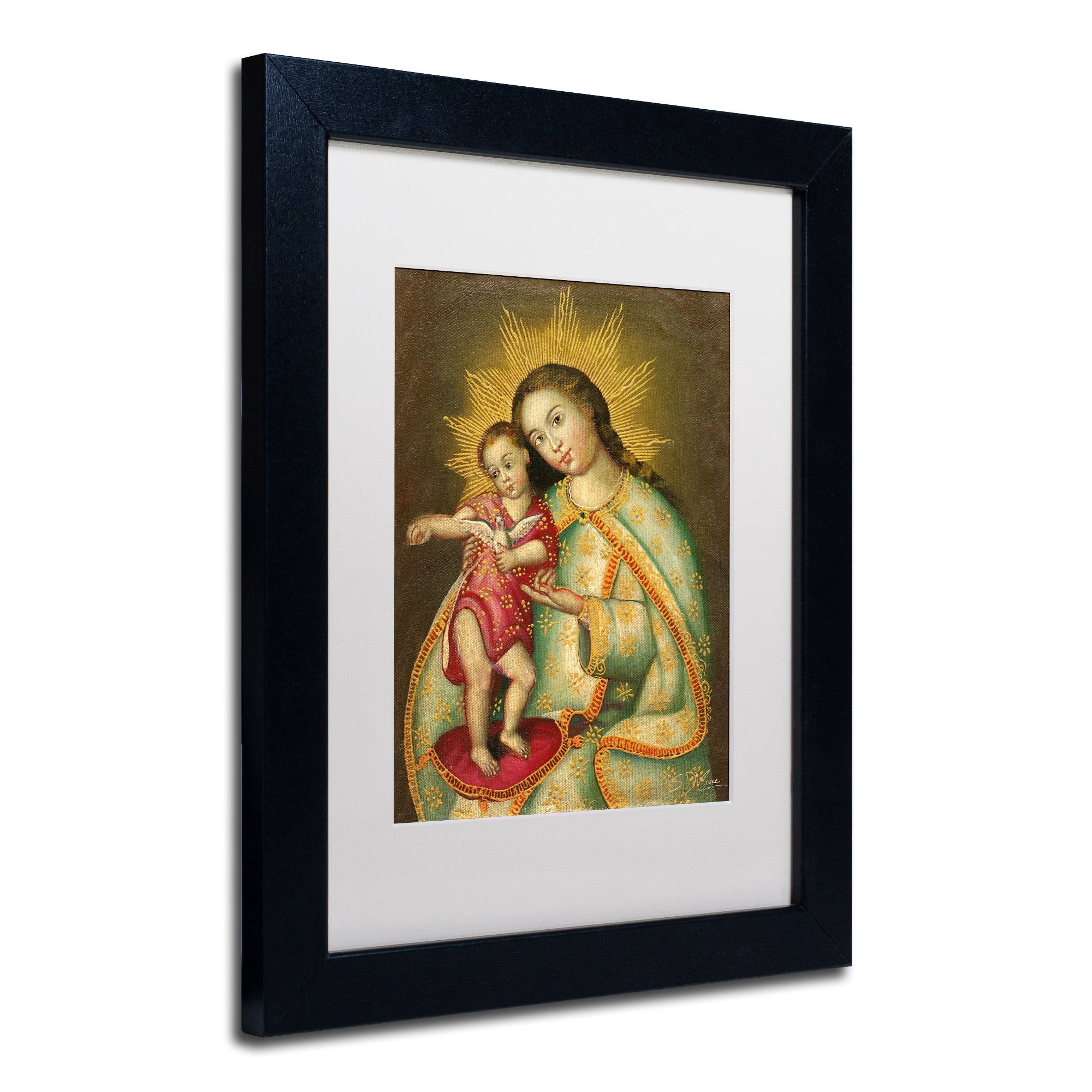 Trademark Fine Art "The Virgin and Son II" Canvas Art by Masters Fine Art, White Matte, Black Frame