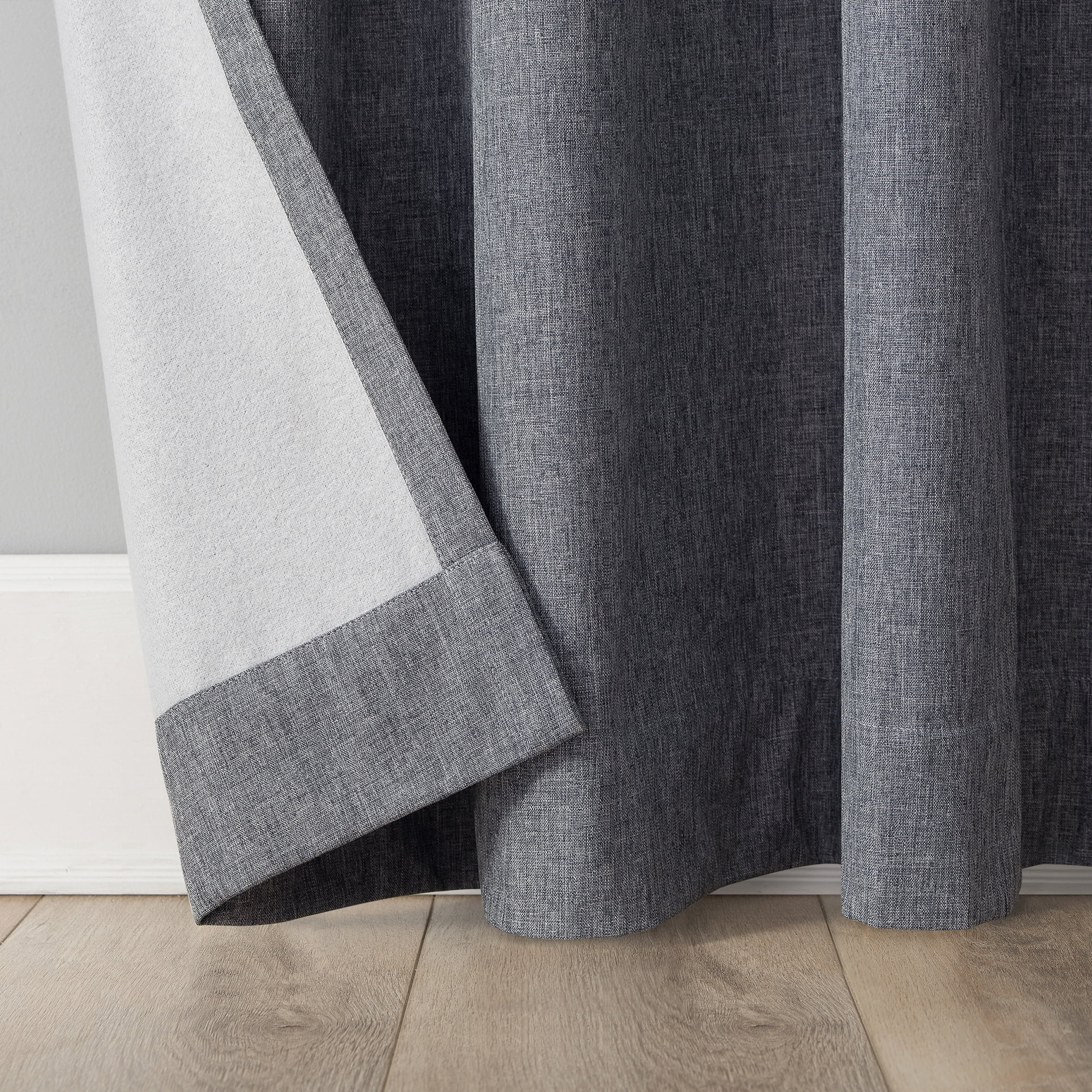 Sun Zero Tyrell Tonal Texture Draft Shield Fleece Insulated 100% Blackout Grommet Curtain Panel In Sterling Gray, 50"X84", Sterling Gray