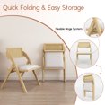 thumbnail image 2 of Folding Dining Chairs Set of 2, Foldable Wood Kitchen Chairs with Padded Cushion, Modern Mid Century Rattan Dining Room Chairs, Foldable Dining Chairs for Small Space, No Assembly, Beige, 2 of 6