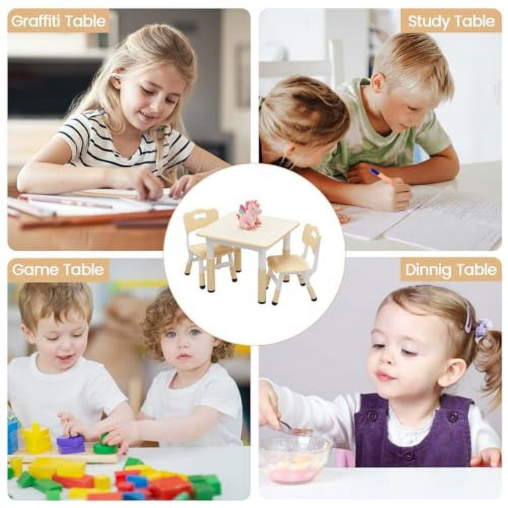 Ataucjin Kids Table And 2 Chairs Set With Graffiti Desktop Height Adjustable Toddler Table And Chairs Set 4 in 1 Multi-Activity Table Play Table Craft Table For Daycare Home Reading Eating