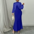 thumbnail image 2 of CIENVNSTG Women Long Dress Embroidered Stand Collar Stretch Slim Maxi Gown Female Autumn Party Sheath Dresses Royal Blue M, 2 of 4