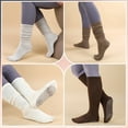 thumbnail image 3 of Bocaoying 4 Pairs Women's Scrunch Slouch Socks with Grips, Breathable & Stretchy Long Casual Socks Non-Slip for Pilate, Barre, Yoga, Gym, US Size 5-10, 3 of 7