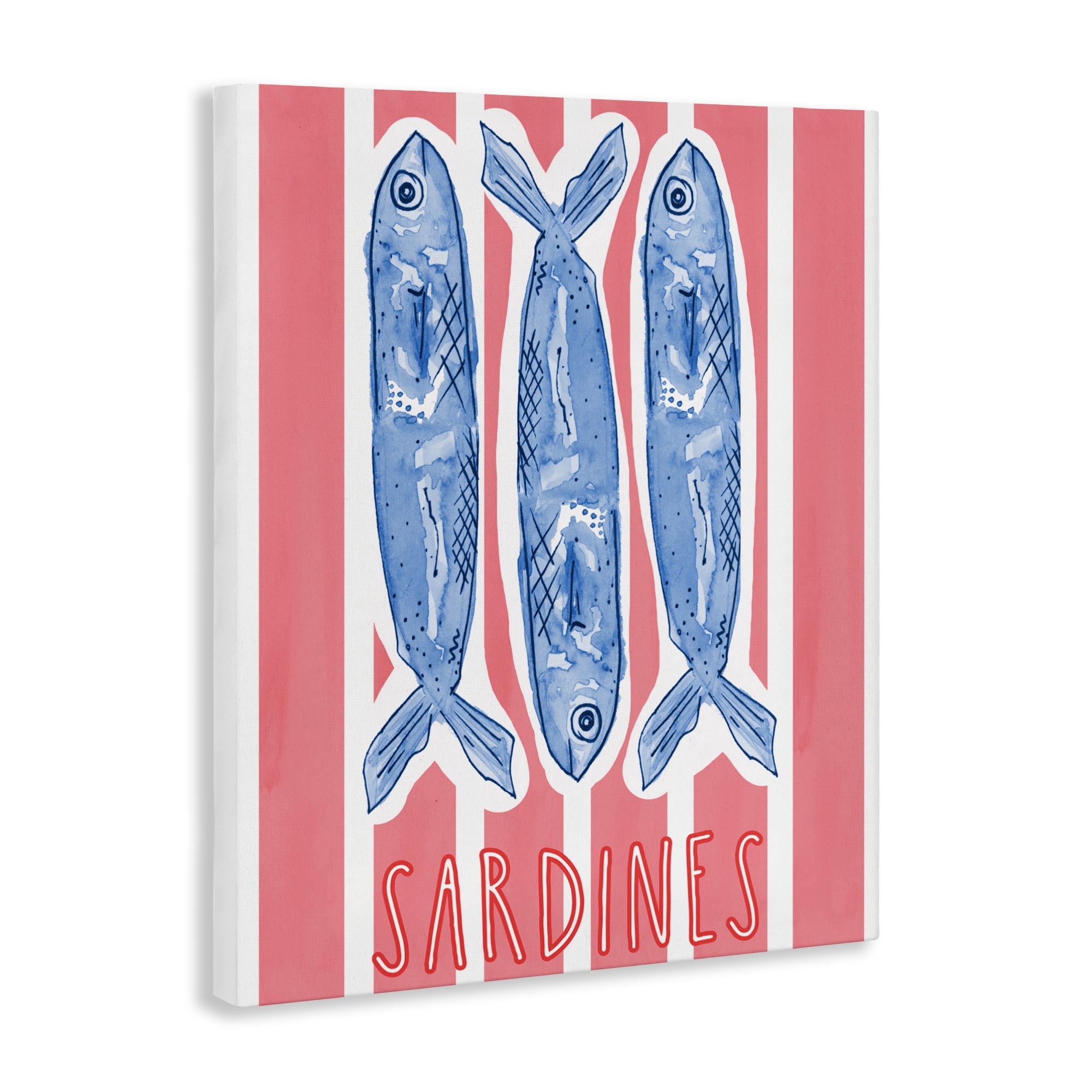 Stupell Industries Americana Sardines on Pink Stripes Canvas Wall Art, design by Nola James