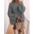 thumbnail image 6 of Women'S Fall Oversized Sweaters Chunky Knit Mock Neck Long Sleeve Casual Pullover Winter Clothes Bean Green M, 6 of 7