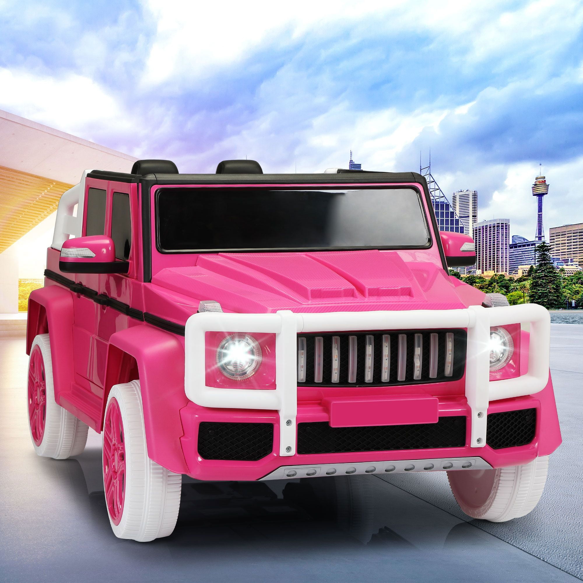 Private Jungle 12V Electric Car for Kids, Battery Powered Car with Double Door and Remote Control-Pink Private Jungle 12V Electric Car for Kids, Battery Powered Car with Double Door and Remote Control-Pink