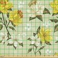 thumbnail image 2 of Vintage Fabric by the Yard, Narcissus Blossoms Little Wildflowers Green Leaves Classical, Decorative Upholstery Fabric for Sofas and Home Accents, Yellow Cream Pale Green by Ambesonne, 2 of 5