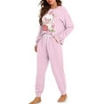 thumbnail image 2 of FOR U DESIGNS Strawberry Cow Women's Long Sleeve Drawstring Pajamas Set 2 Piece Size S Sleepwear Long Crew Neck Tops and Pants for Women Nightwear Jogger Loungewear, 2 of 6