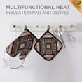 thumbnail image 3 of 2 PCS Oven Baking Gloves Set Heat Resistant Oven Mitt & Pot Holder Set Cooking Mitts Kitchen Home Supplies Retro Style Shape Pattern, 3 of 5
