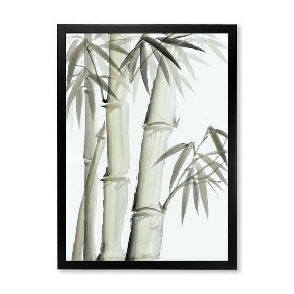 Designart 'Vintage Black and White Bamboo V' Lake House Framed Art Print