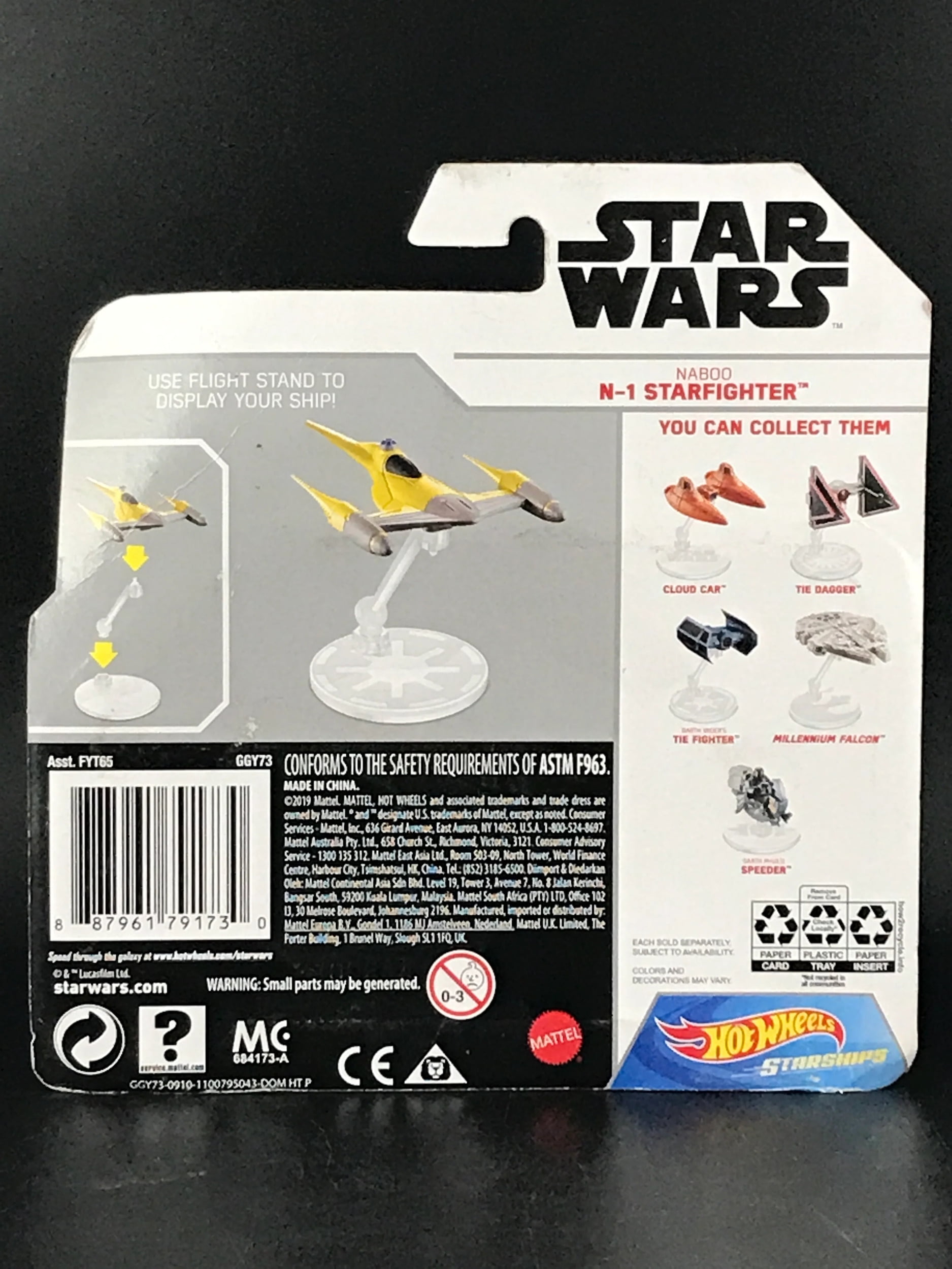 Hot Wheels Star Wars Naboo N-1 Starfighter Starship includes Flight Stand