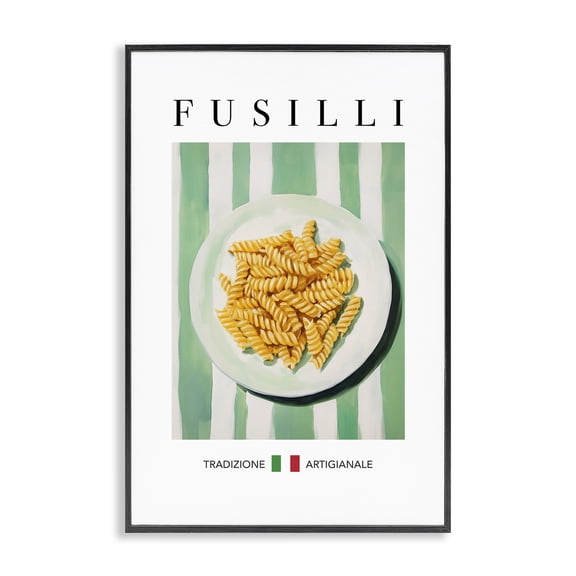 Stupell Industries Traditional Fusilli Pasta Food & Beverage Painting Black Framed Art Print Wall Art, 12 x 18