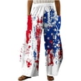 thumbnail image 2 of Lilgiuy 4th of July Pants for Women Casual Printing Pockets Elastic Mid-Waist Comfortable Wide-Legged Loose Independence Day Pants Dance Performance Pants, 2 of 4