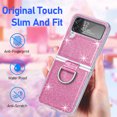 thumbnail image 6 of Allytechgroup Glitter Bling Case for Samsung Galaxy Z Flip 4, Ring Holder Slim Fit Soft TPU Anti-Scratch Bumper Shockproof Luxury Phone Case for Girls Women, Pink, 6 of 6