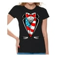 thumbnail image 1 of Awkward Styles Women's Tuxedo American Flag Graphic T-shirt Tops USA Patriotic, 1 of 4