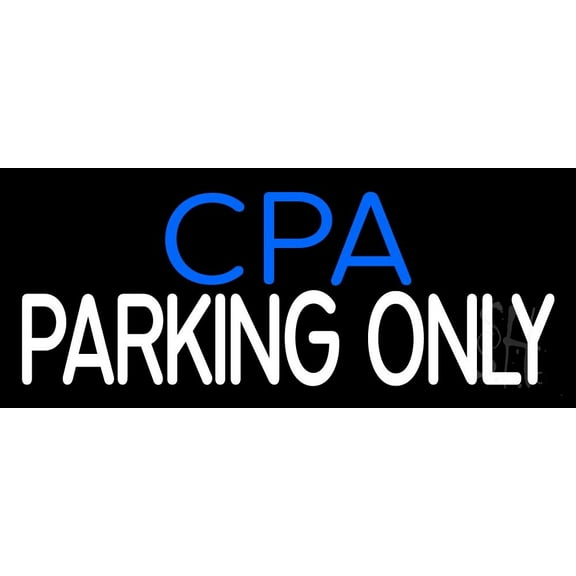 Cpa Parking Only LED Neon Sign 6 x 15 - inches, Black Square Cut Acrylic Backing, with Dimmer - Bright and Premium built indoor LED Neon Sign for Defence Force.