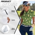 thumbnail image 5 of Garronmavis Women's Short Sleeve Golf Shirts Size L Zipper Collar Tennis Shirts Casual Athletic Shirt Womens Fruit Golf Shirt, Cute Avocado, 5 of 7