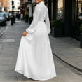 thumbnail image 4 of Gytharion Women's Stand Collar Maxi Dresses Long Sleeve Pleated Button Down Dresses Solid Color Loose Dresses, 4 of 4