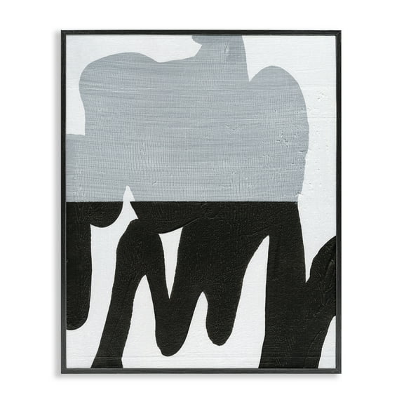 Stupell Industries Opaque Black & Grey Form Abstract Painting Black Framed Art Print Wall Art, 11 x 14