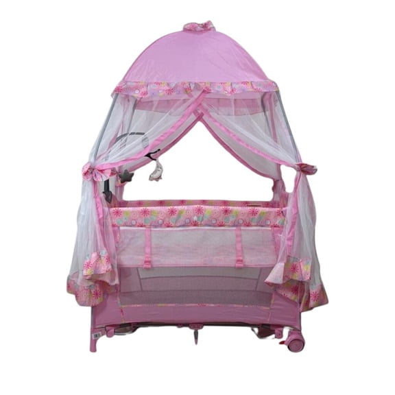 Cuna Corral Bebe Starkids Draco Toldo Liso Movil Musical Rosa Claro Starkids DRACO ROSA
