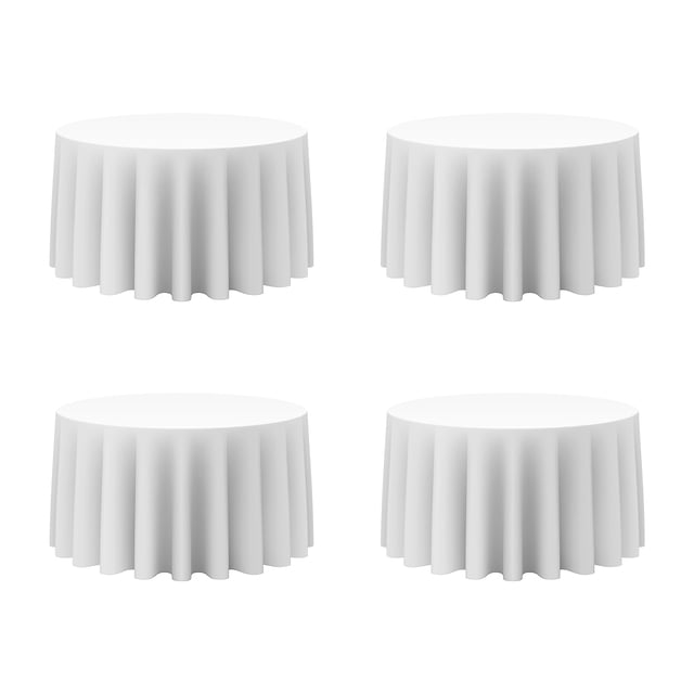 Mantel redondo blanco BRILLMAX de poliéster de 305 cm, paquete de 4