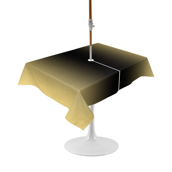Outdoor Table Cloth with Umbrella Hole and Zipper, Yellow Black Ombre Waterproof Rectangle Tablecloth 54"x80", Modern Gradient Abstract Art Washable Table Cover for Outside Party Patio Picnic