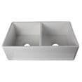 thumbnail image 4 of White 32" Smooth Apron Double Bowl Fireclay Farmhouse Kitchen Sink, 4 of 9