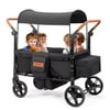 JOYMOR 4 Seat Stroller Wagon with Footwell, Aluminum Light Weight Stroller for Kids Infants, Adjustable Canopy, XL All-Terrain Wheel, Easy Push and Pull (Black, Four Seat)