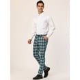 thumbnail image 4 of Unique Bargains Men's Plaid Pants Casual Slim Fit Flat Front Skinny Checked Dress Pants 38 Green, 4 of 6