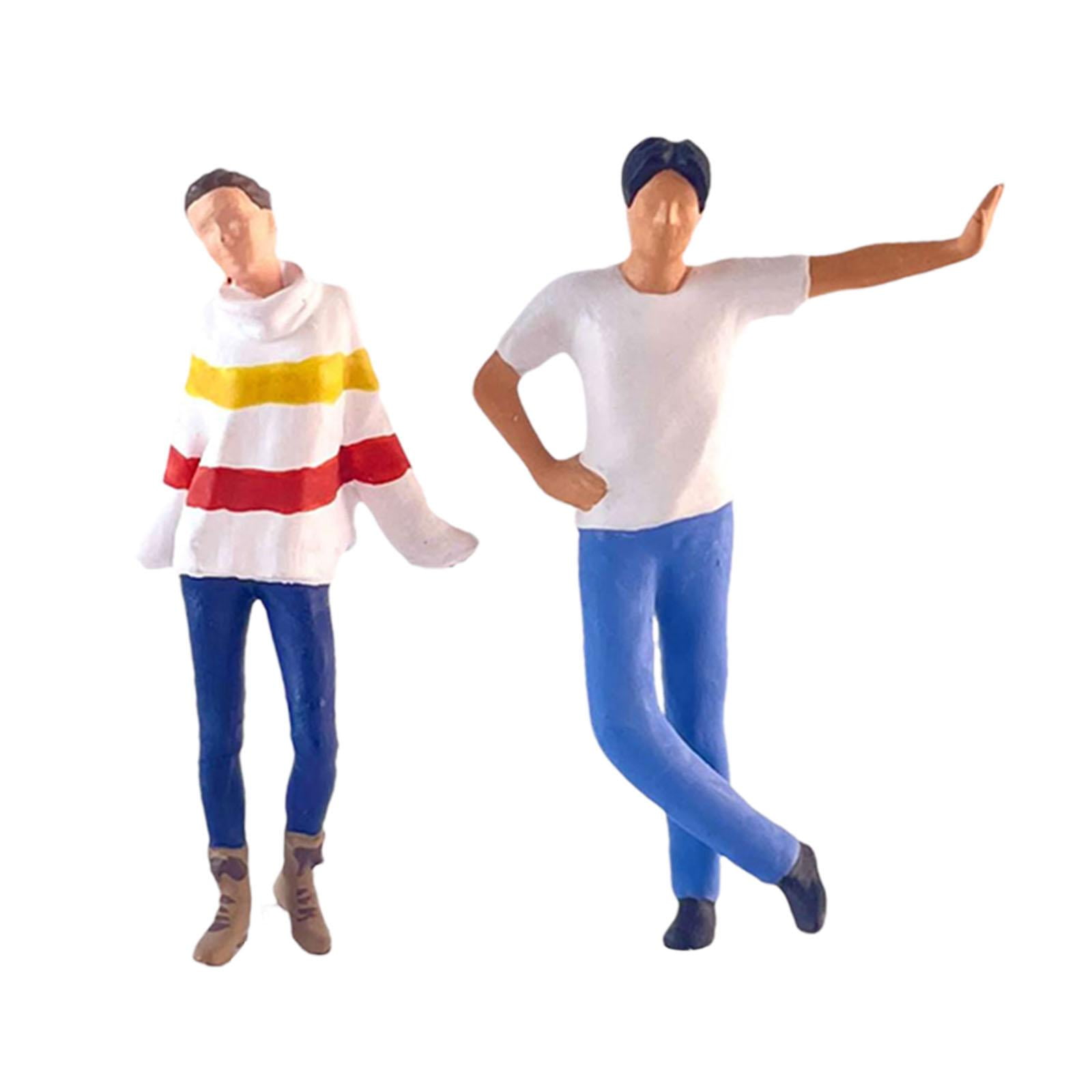 LeeQinersw 2 Pieces 1/64 People Figures DIY Crafts Miniature Boys Girls Model for Dollhouse
