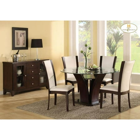 Homelegance Daisy Round Glass Top Dining Table in Espresso