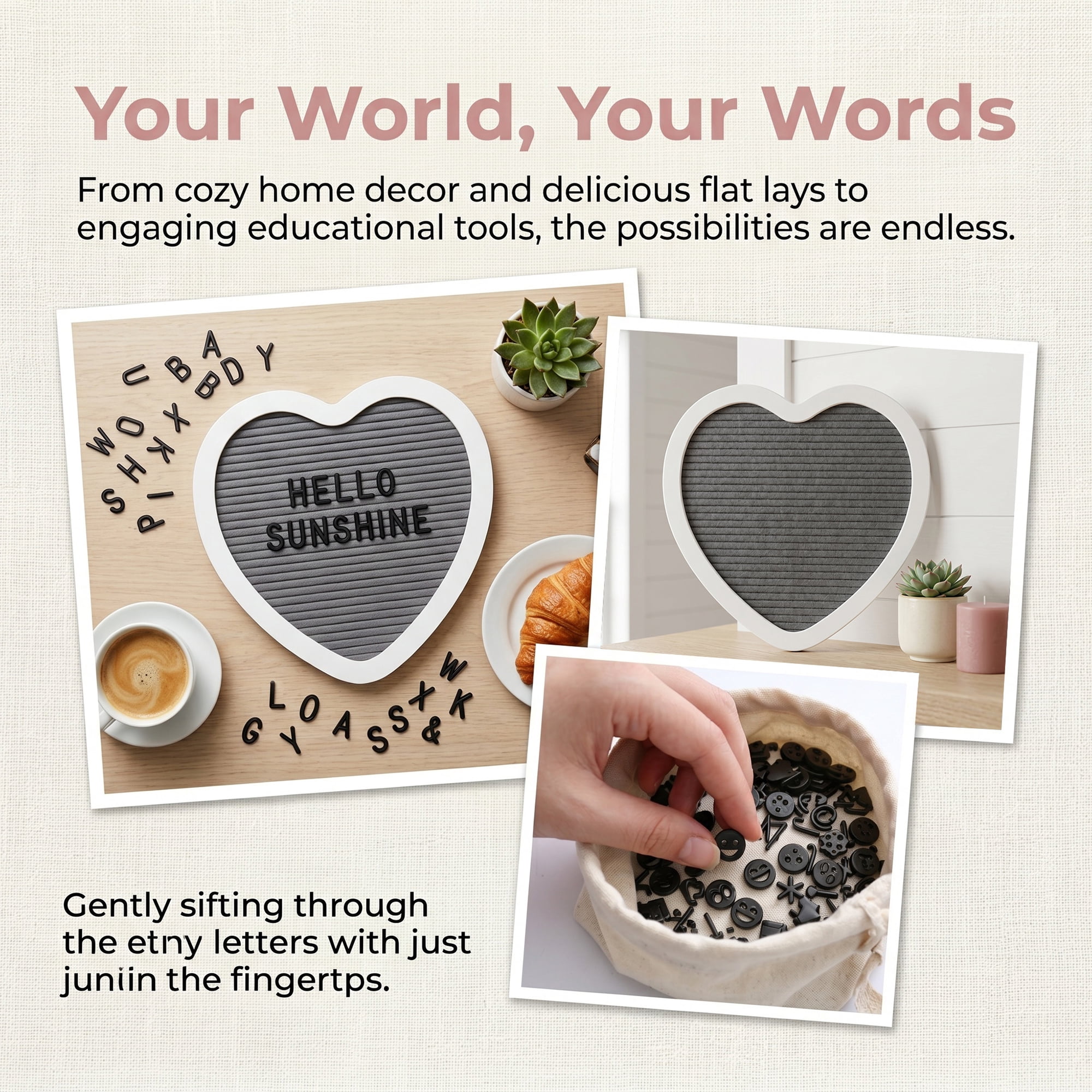 Unique Bargains Heart Shaped Message Board for Decor Gift Gray1 10.23"L x 10.03 x 10.2"H