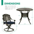 thumbnail image 3 of VIVIJASON 5-Piece Outdoor Patio Dining Set, All-Weather Cast Aluminum Conversation Set, Patio Furniture Set, Include 4 Swivel Cushioned Chairs, 1 Round Table w/Umbrella Hole, Navy Blue Cushion, 3 of 7