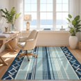 thumbnail image 3 of Design&I 8'x10' Washable Area Rug Sleek Flatweave Pet Friendly Recycled Herringbone Diagonal Contemporary Nautical Navy for King Size Bedroom, Under Bed, 3 of 7