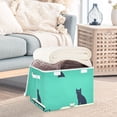 thumbnail image 3 of Yayeee Collapsible Cube Storage Bin with Lid Fabric Closet Decorative Basket with Handles, Green Cat, 3 of 7