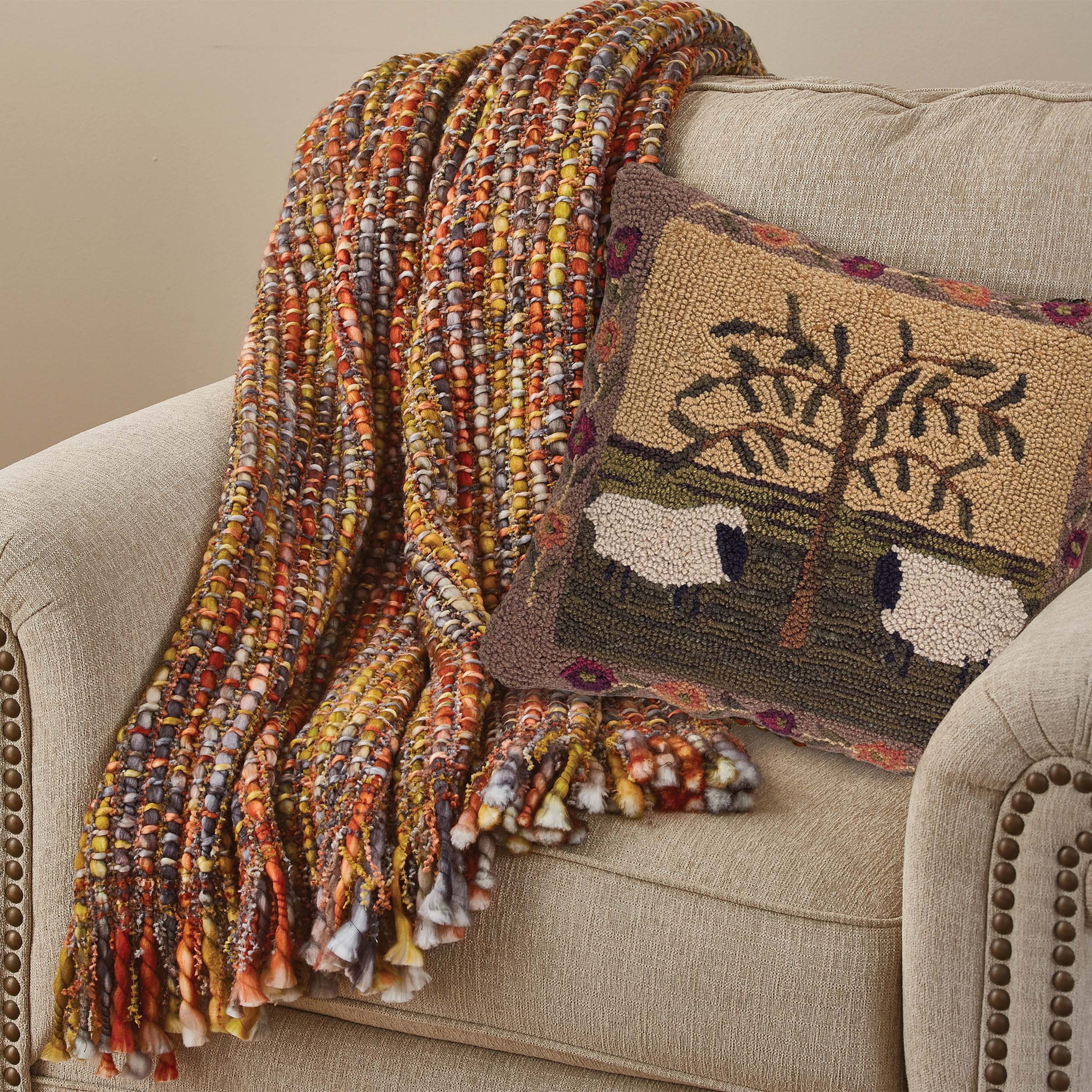 Park Designs Willow & Sheep hooked 18 Pillow Cover