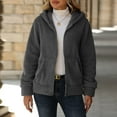 thumbnail image 2 of Women's Sherpa Hoodies Fleece Jackets Fuzzy Zip Up Long Sleeve Coat with Pockets Gray S, 2 of 8